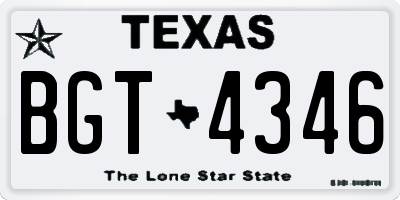 TX license plate BGT4346