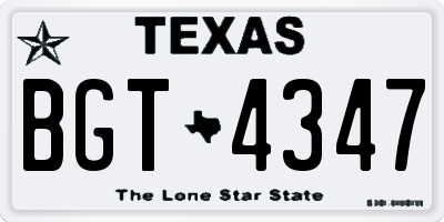 TX license plate BGT4347