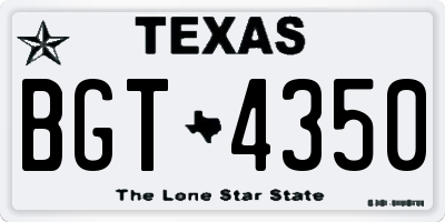 TX license plate BGT4350