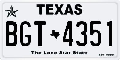 TX license plate BGT4351