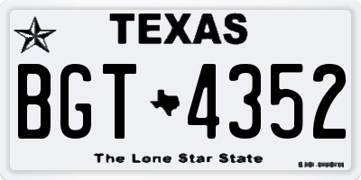 TX license plate BGT4352