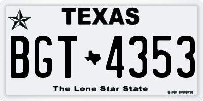 TX license plate BGT4353