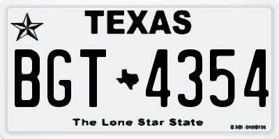 TX license plate BGT4354