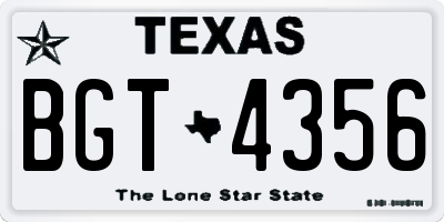 TX license plate BGT4356