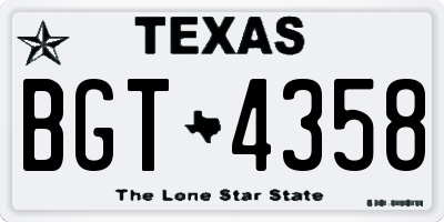 TX license plate BGT4358