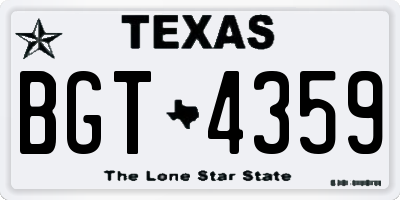 TX license plate BGT4359