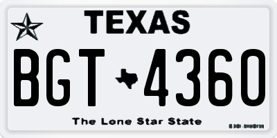 TX license plate BGT4360