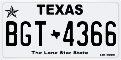 TX license plate BGT4366
