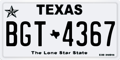 TX license plate BGT4367