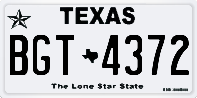 TX license plate BGT4372
