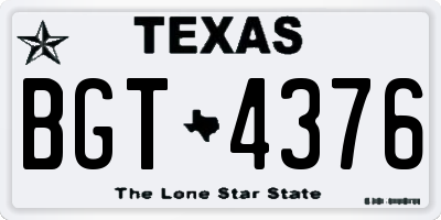 TX license plate BGT4376