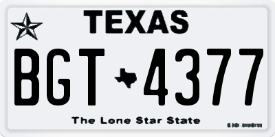 TX license plate BGT4377