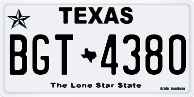 TX license plate BGT4380
