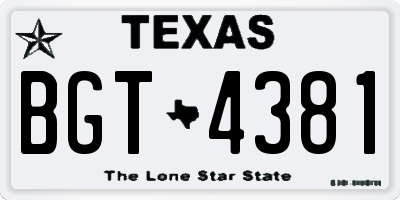 TX license plate BGT4381