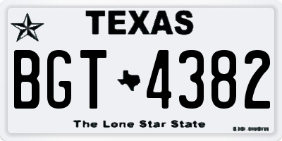 TX license plate BGT4382