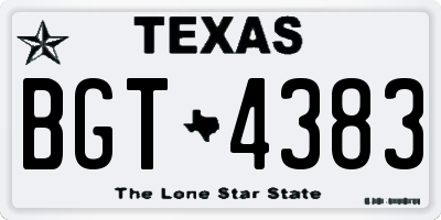 TX license plate BGT4383