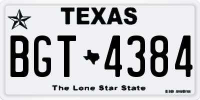 TX license plate BGT4384