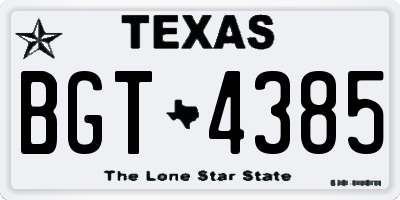 TX license plate BGT4385