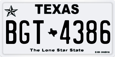 TX license plate BGT4386