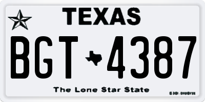 TX license plate BGT4387