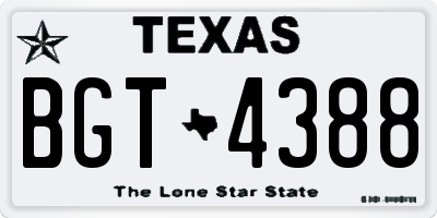 TX license plate BGT4388