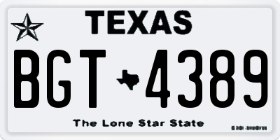 TX license plate BGT4389