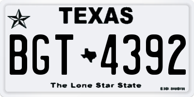 TX license plate BGT4392