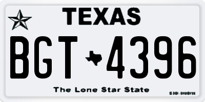 TX license plate BGT4396