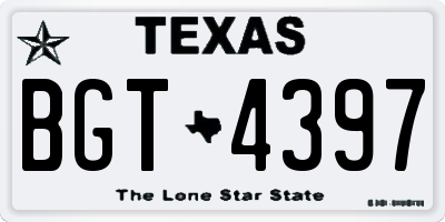 TX license plate BGT4397