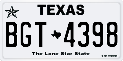 TX license plate BGT4398