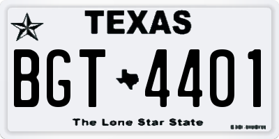 TX license plate BGT4401