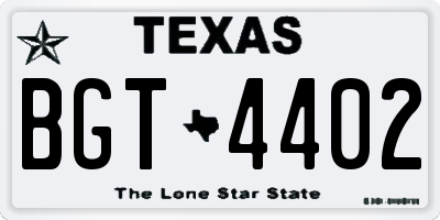 TX license plate BGT4402
