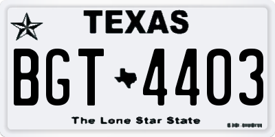 TX license plate BGT4403
