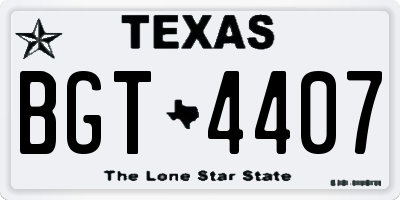 TX license plate BGT4407