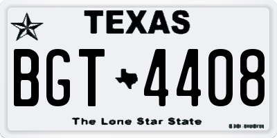 TX license plate BGT4408