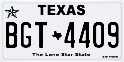 TX license plate BGT4409