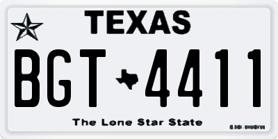 TX license plate BGT4411