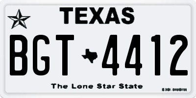 TX license plate BGT4412