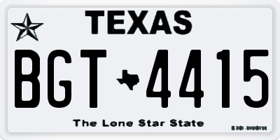 TX license plate BGT4415