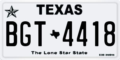 TX license plate BGT4418