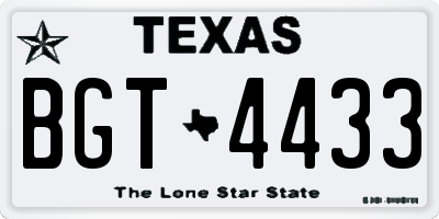 TX license plate BGT4433
