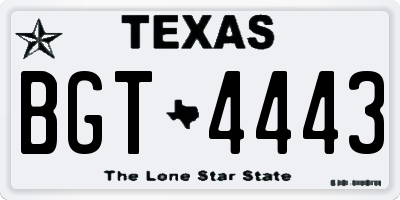 TX license plate BGT4443