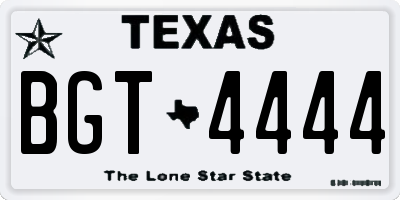 TX license plate BGT4444