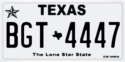TX license plate BGT4447