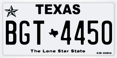 TX license plate BGT4450