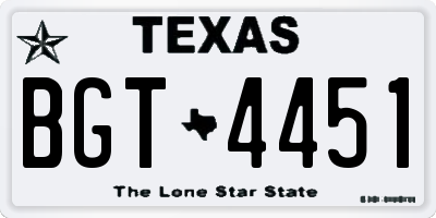 TX license plate BGT4451