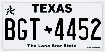 TX license plate BGT4452