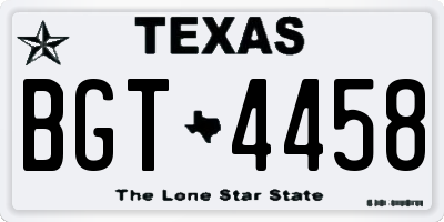 TX license plate BGT4458