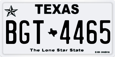 TX license plate BGT4465