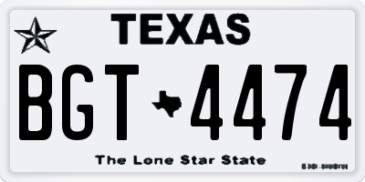 TX license plate BGT4474